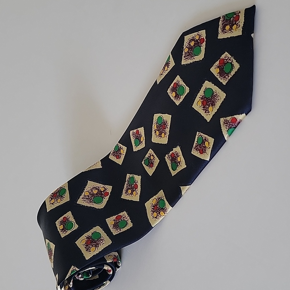 Men J Classic Navy Multi Color Formal Neck Tie with Elegant Design Print
